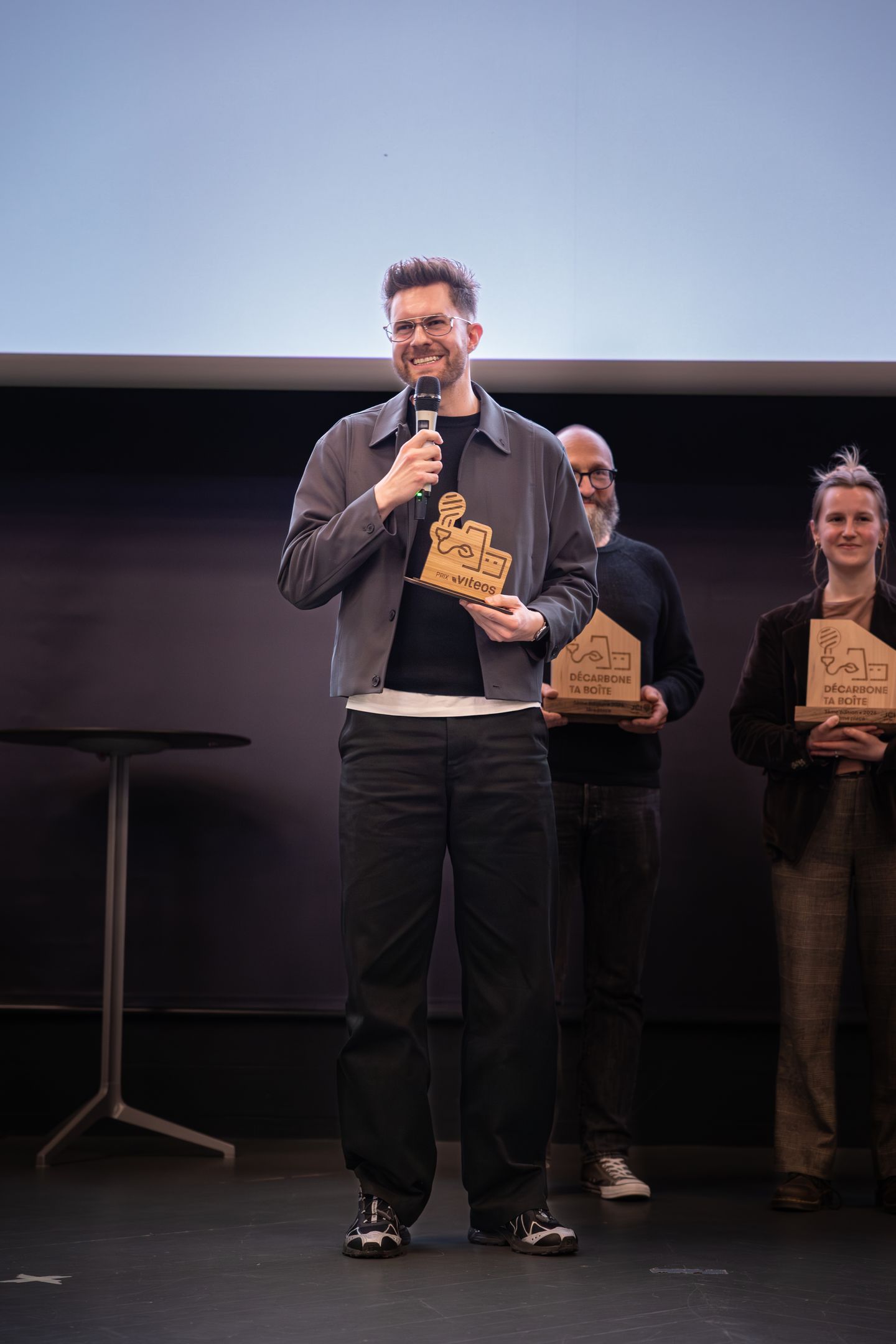 Timothée Duran, founder and CEO of Torks, during his pitch at the Décarbone ta boîte 2026 competition